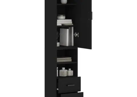 Dulap înalt, negru, 34,5x34x180 cm, lemn prelucrat - 3/5