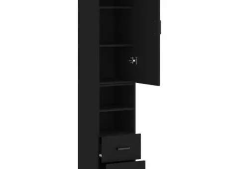 Dulap înalt, negru, 34,5x34x180 cm, lemn prelucrat - 4/5