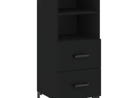 Dulap înalt, negru, 34,5x34x180 cm, lemn prelucrat - 5/5