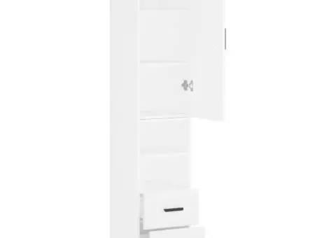 Dulap înalt, alb, 34,5x34x180 cm, lemn prelucrat - 4/5