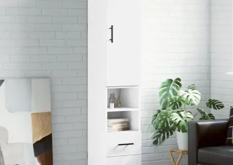 Dulap înalt, alb, 34,5x34x180 cm, lemn prelucrat - 1/5