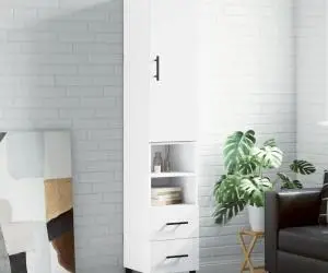 vidaXL Dulap înalt, alb, 34,5x34x180 cm, lemn prelucrat