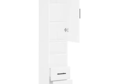 Dulap înalt, alb, 34,5x34x180 cm, lemn prelucrat - 4/5