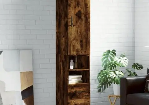 Dulap înalt, stejar fumuriu, 34,5x34x180 cm, lemn prelucrat - 1/5