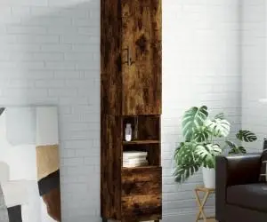 vidaXL Dulap înalt, stejar fumuriu, 34,5x34x180 cm, lemn prelucrat