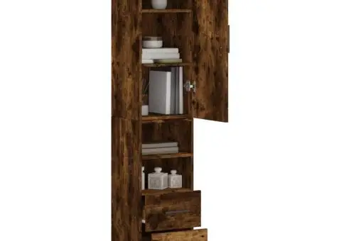 Dulap înalt, stejar fumuriu, 34,5x34x180 cm, lemn prelucrat - 3/5