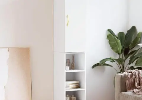 Dulap înalt, alb, 34,5x34x180 cm, lemn prelucrat - 1/5