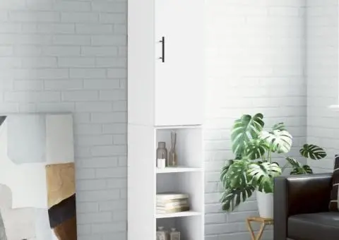 Dulap înalt, alb, 34,5x34x180 cm, lemn prelucrat - 1/5