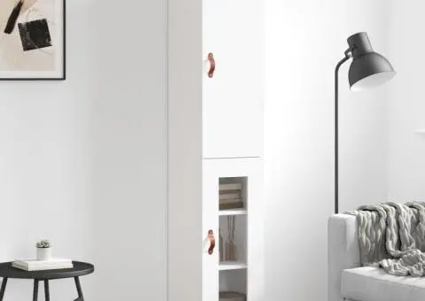 Dulap înalt, alb, 34,5x34x180 cm, lemn prelucrat - 1/5