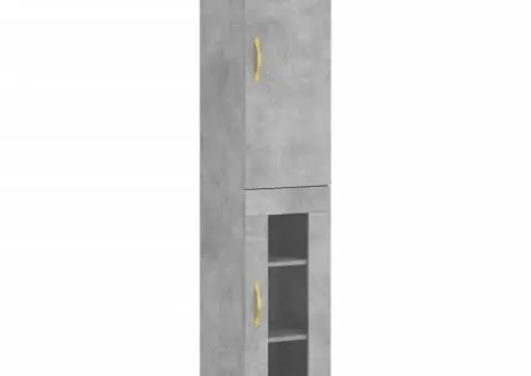 Dulap înalt, gri beton, 34,5x34x180 cm, lemn prelucrat - 2/5