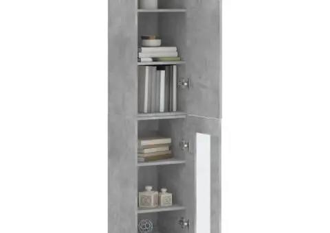 Dulap înalt, gri beton, 34,5x34x180 cm, lemn prelucrat - 3/5