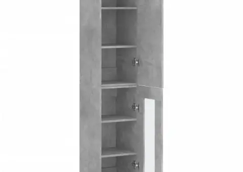 Dulap înalt, gri beton, 34,5x34x180 cm, lemn prelucrat - 4/5