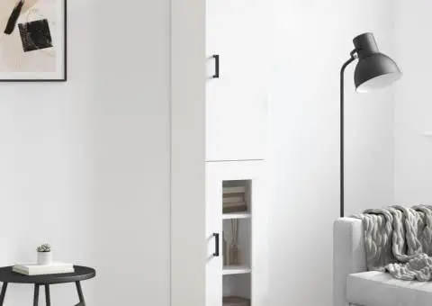 Dulap înalt, alb, 34,5x34x180 cm, lemn prelucrat - 1/5