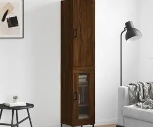 vidaXL Dulap înalt, stejar maro, 34,5x34x180 cm, lemn prelucrat
