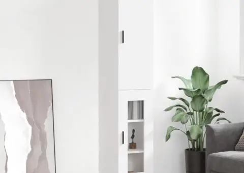 Dulap înalt, alb, 34,5x34x180 cm, lemn prelucrat - 1/5