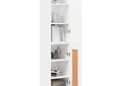 Dulap înalt, alb, 34,5x34x180 cm, lemn prelucrat - 3/5