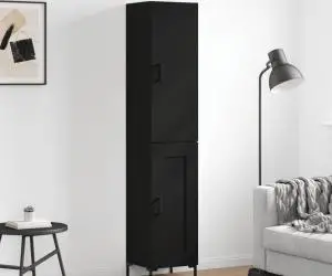 vidaXL Dulap înalt, negru, 34,5x34x180 cm, lemn prelucrat