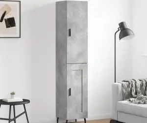 vidaXL Dulap înalt, gri beton, 34,5x34x180 cm, lemn prelucrat