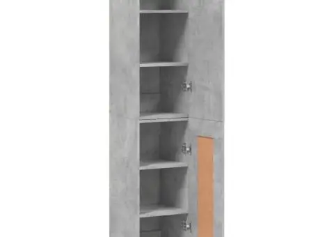 Dulap înalt, gri beton, 34,5x34x180 cm, lemn prelucrat - 4/5