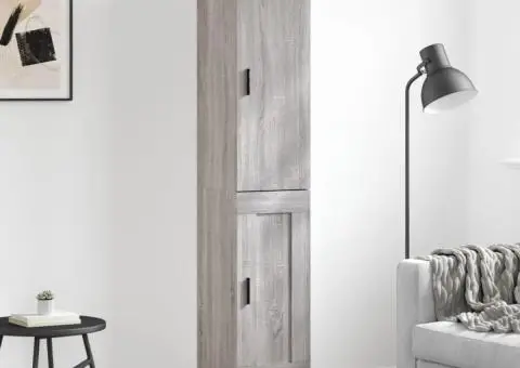 Dulap înalt, gri sonoma, 34,5x34x180 cm, lemn prelucrat - 1/5