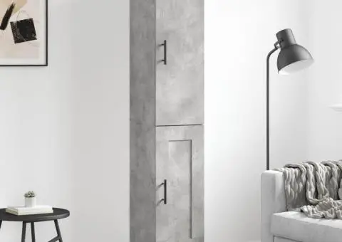 Dulap înalt, gri beton, 34,5x34x180 cm, lemn prelucrat - 1/5