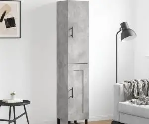 vidaXL Dulap înalt, gri beton, 34,5x34x180 cm, lemn prelucrat