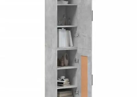 Dulap înalt, gri beton, 34,5x34x180 cm, lemn prelucrat - 3/5