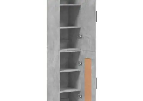 Dulap înalt, gri beton, 34,5x34x180 cm, lemn prelucrat - 4/5