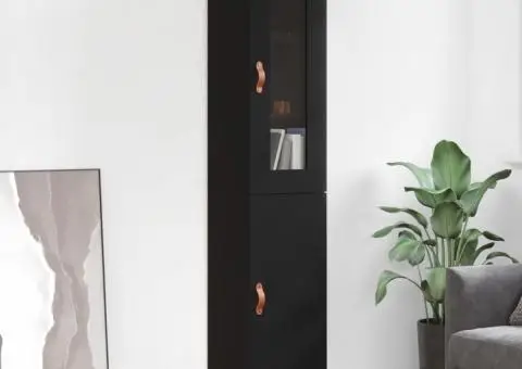 Dulap înalt, negru, 34,5x34x180 cm, lemn prelucrat - 1/5