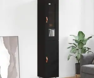 vidaXL Dulap înalt, negru, 34,5x34x180 cm, lemn prelucrat