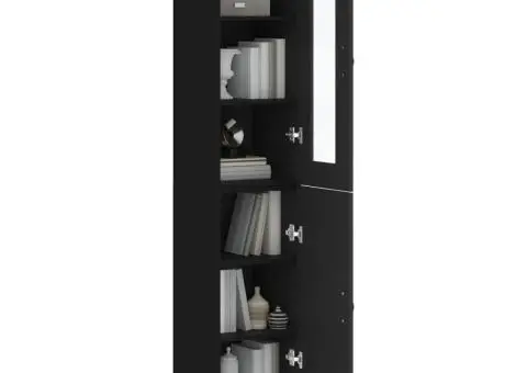 Dulap înalt, negru, 34,5x34x180 cm, lemn prelucrat - 3/5