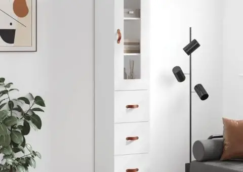 Dulap înalt, alb, 34,5x34x180 cm, lemn prelucrat - 1/5