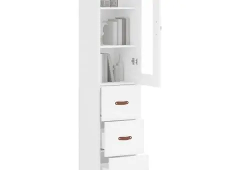 Dulap înalt, alb, 34,5x34x180 cm, lemn prelucrat - 3/5