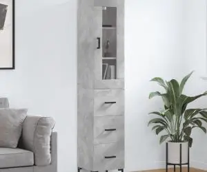 vidaXL Dulap înalt, gri beton, 34,5x34x180 cm, lemn prelucrat