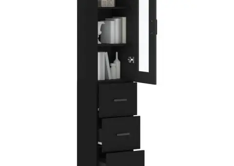 Dulap înalt, negru, 34,5x34x180 cm, lemn prelucrat - 3/5