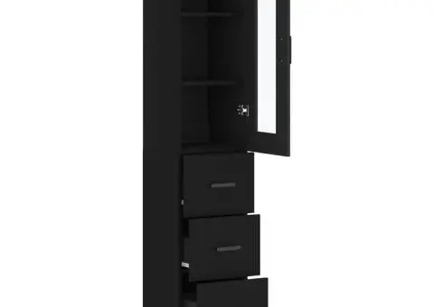 Dulap înalt, negru, 34,5x34x180 cm, lemn prelucrat - 4/5