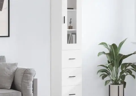 Dulap înalt, alb, 34,5x34x180 cm, lemn prelucrat - 1/5