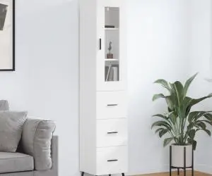 vidaXL Dulap înalt, alb, 34,5x34x180 cm, lemn prelucrat