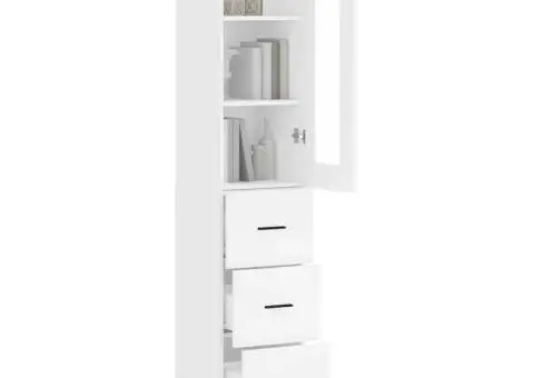 Dulap înalt, alb, 34,5x34x180 cm, lemn prelucrat - 3/5