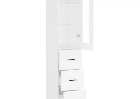 Dulap înalt, alb, 34,5x34x180 cm, lemn prelucrat - 4/5