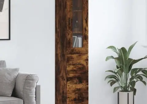 Dulap înalt, stejar fumuriu, 34,5x34x180 cm, lemn prelucrat - 1/5