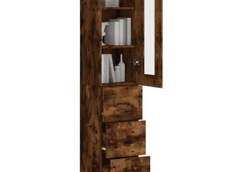 Dulap înalt, stejar fumuriu, 34,5x34x180 cm, lemn prelucrat - 3/5