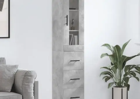 Dulap înalt, gri beton, 34,5x34x180 cm, lemn prelucrat - 1/5