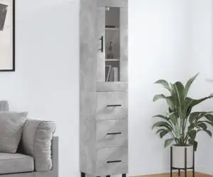 vidaXL Dulap înalt, gri beton, 34,5x34x180 cm, lemn prelucrat