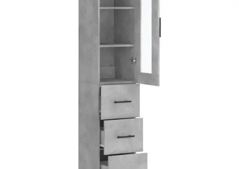 Dulap înalt, gri beton, 34,5x34x180 cm, lemn prelucrat - 4/5