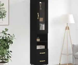 vidaXL Dulap înalt, negru, 34,5x34x180 cm, lemn prelucrat