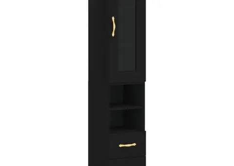 Dulap înalt, negru, 34,5x34x180 cm, lemn prelucrat - 2/5