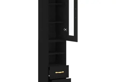 Dulap înalt, negru, 34,5x34x180 cm, lemn prelucrat - 4/5