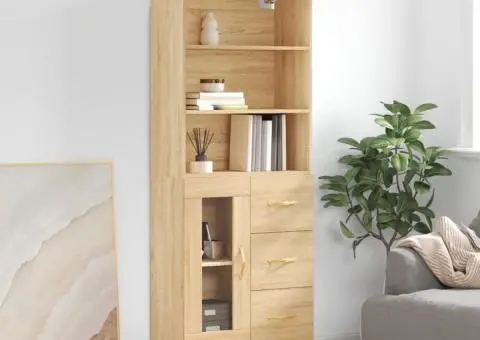 Dulap înalt, stejar sonoma, 69,5x34x180 cm, lemn compozit - 1/5