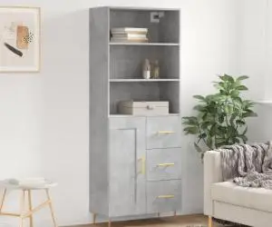 vidaXL Dulap înalt, gri beton, 69,5x34x180, lemn compozit